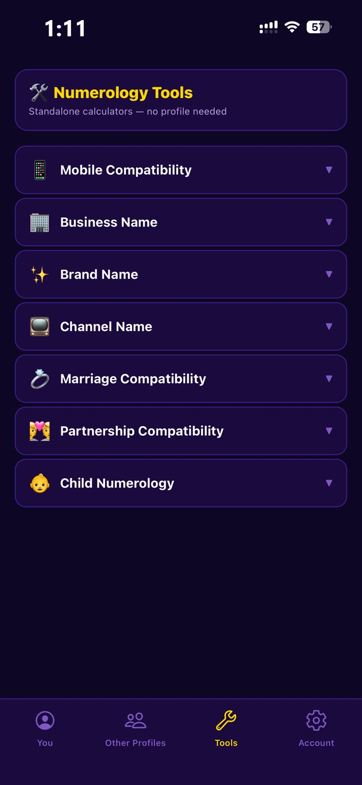 Standalone numerology tools and calculators